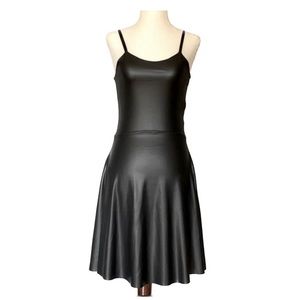 Cheryl Creations Black Faux Leather Flowy Dress